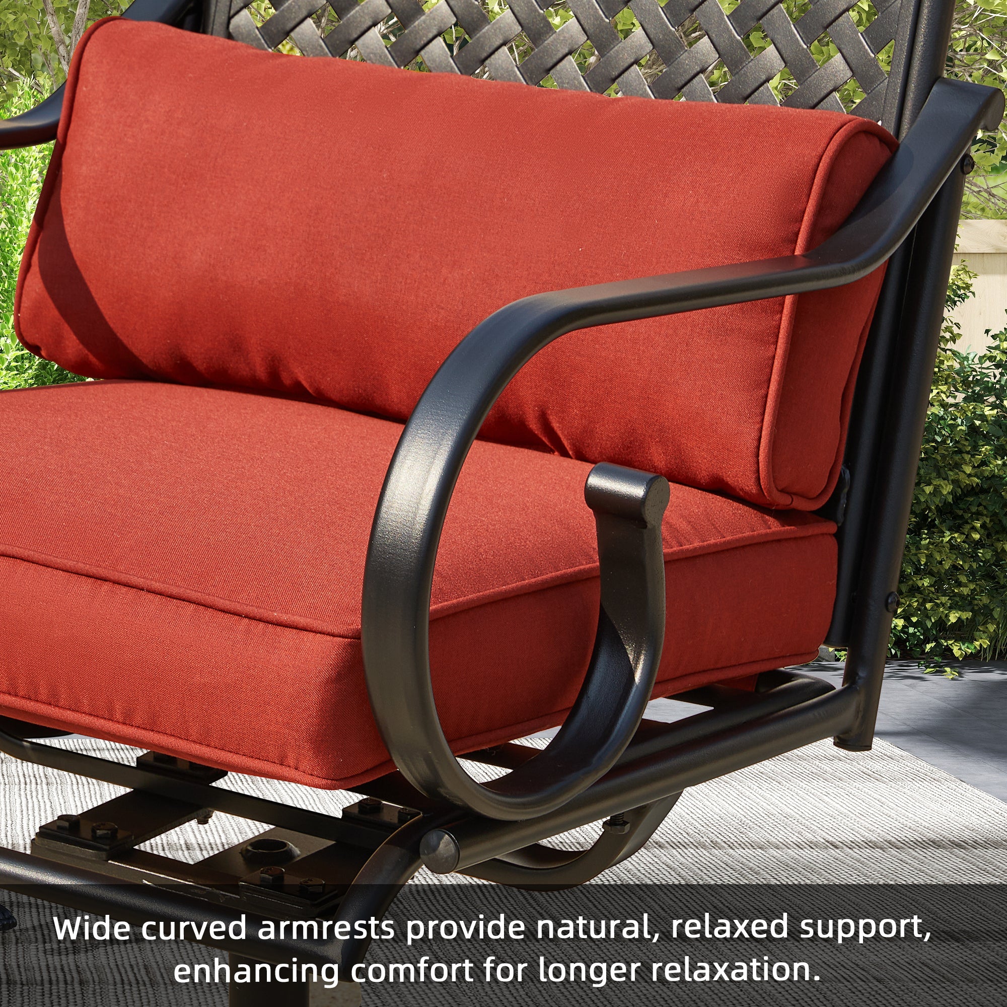 homrest Patio Swivel Chair Set of 2, Outdoor Dining Chairs with Cushions for Porch, Deck, and Garden, Red