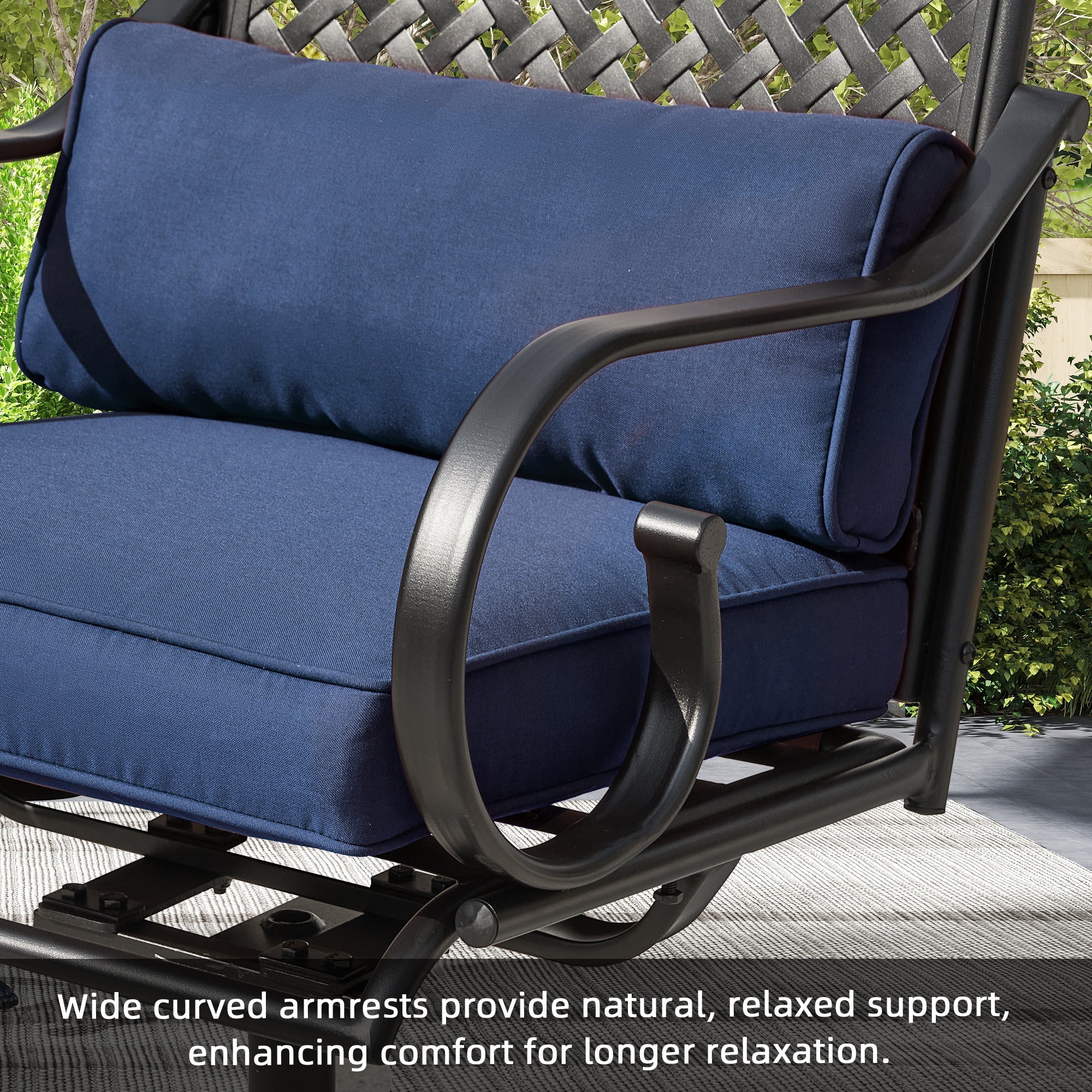 HOMREST Patio Swivel Chair Set of 2, Outdoor Dining Chairs with Cushions for Porch, Deck, and Garden, Blue