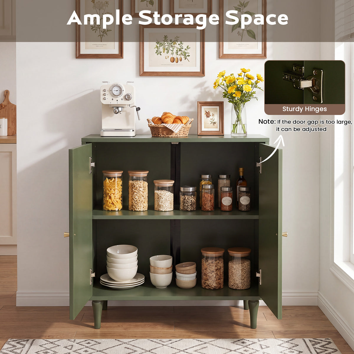 HOMREST Forest Green Storage Cabinet with 2 Doors and Adjustable Shelf, Green