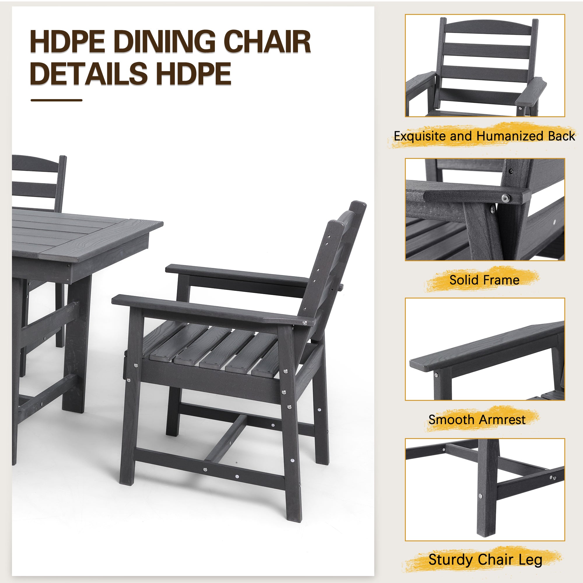 HOMREST 2-Piece HDPE Outdoor Patio Dining Chairs Set, Gray