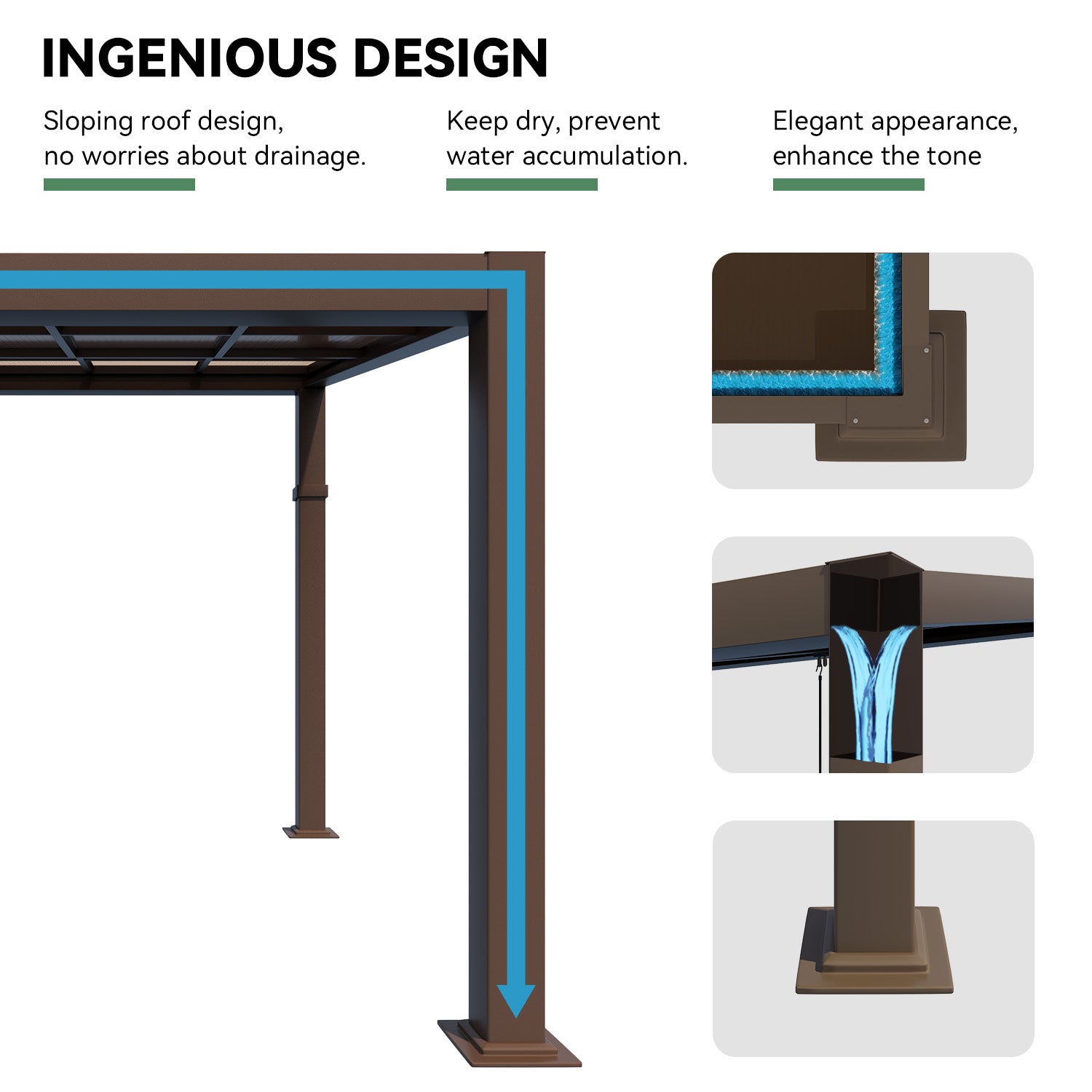 HOMREST 12' x 20' Lean to Gazebo, Heavy Duty Patio Gazebo with Adjustable Polycarbonate Roof, Hardtop Wall Mounted Gazebo with Metal Frame, Outdoor Pergola for Deck, Porch, Garden, Backyard