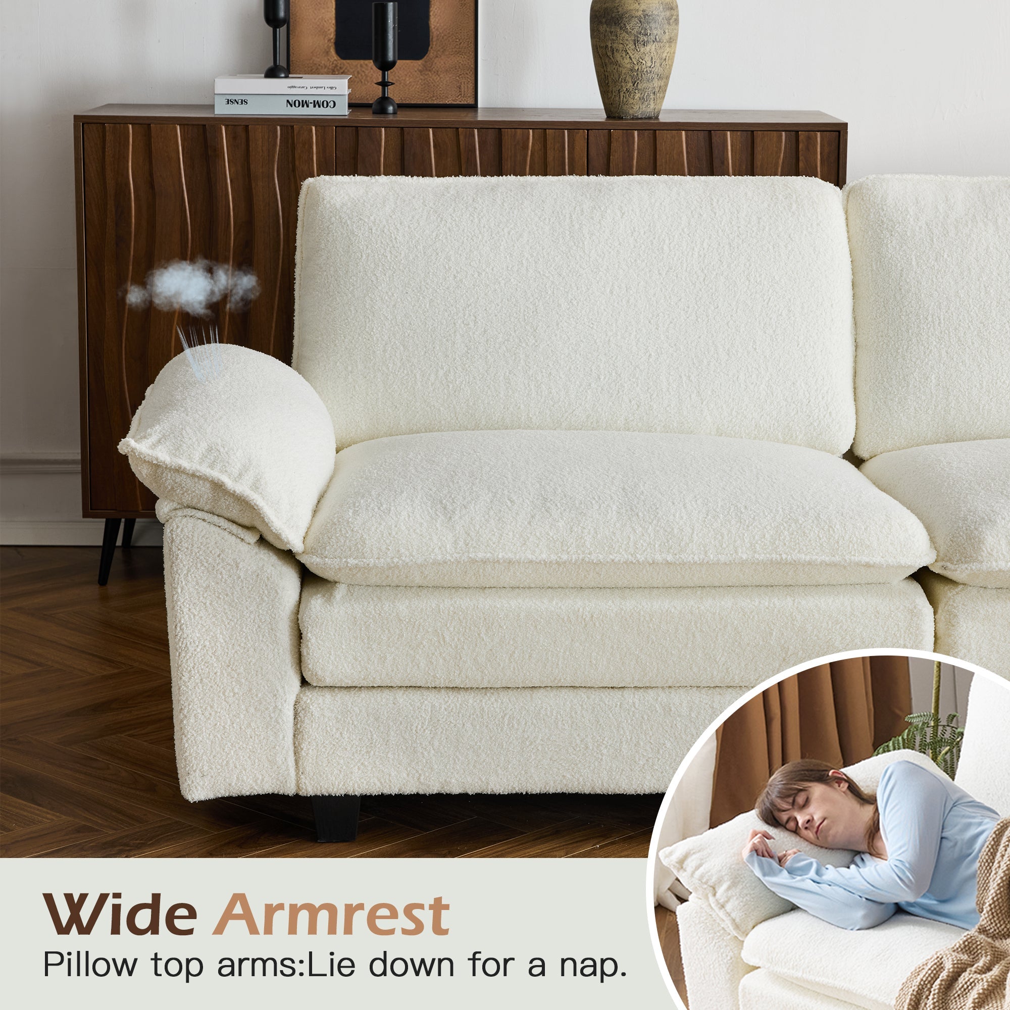 Homrest 120.8 Inch Oversized Sectional Couch for Modern Living Room, Beige