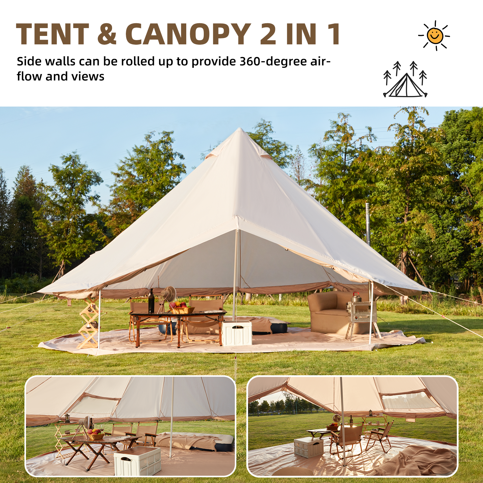 HOMREST 8-10 Person Yurt Tent House with Stove Jack – 16.4FT