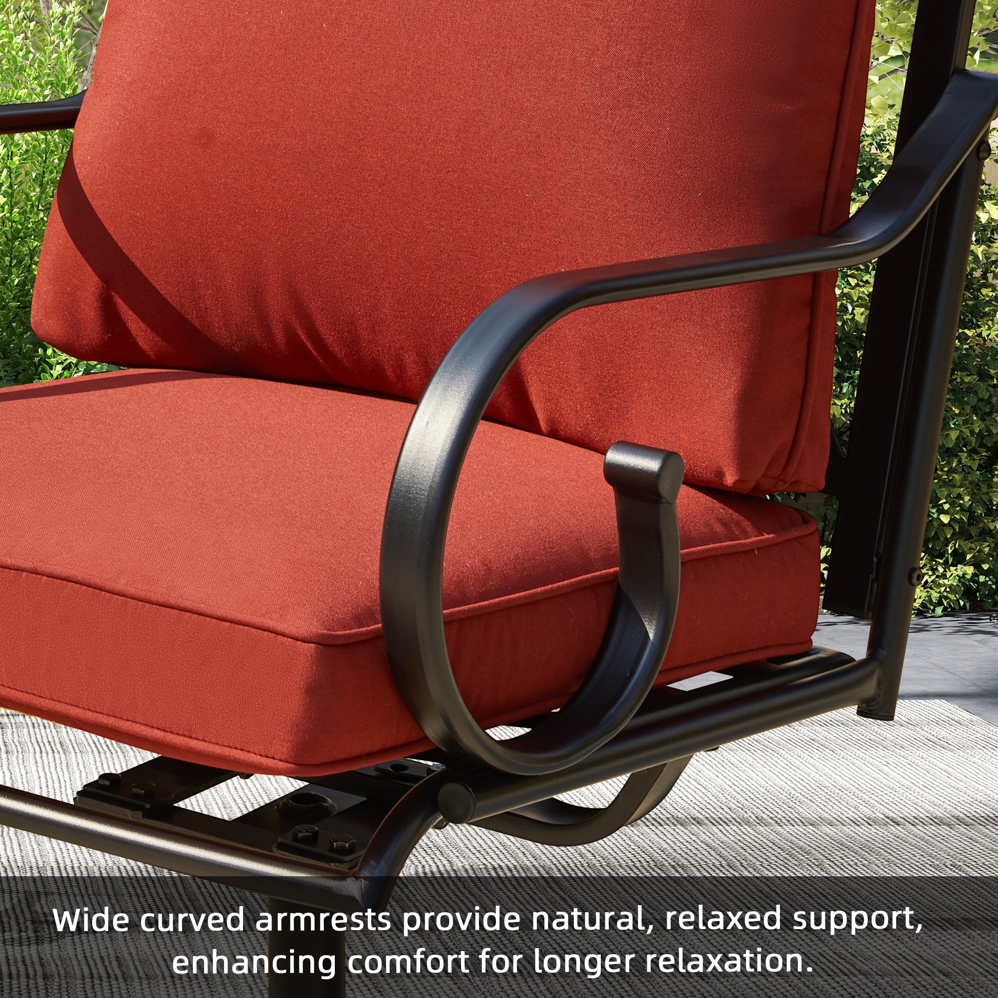 HOMREST  Patio Swivel Chair Set of 2, Outdoor Dining Chairs with Cushions, Red