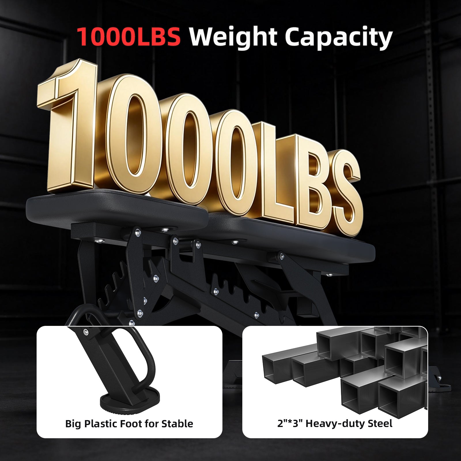 HOMREST Weight Bench, Heavy Duty FID Adjustable Exercise Bench, 1000 lbs Capacity, 12 Positions, Steel Frame with Wheels, for Home Gym Workout Training