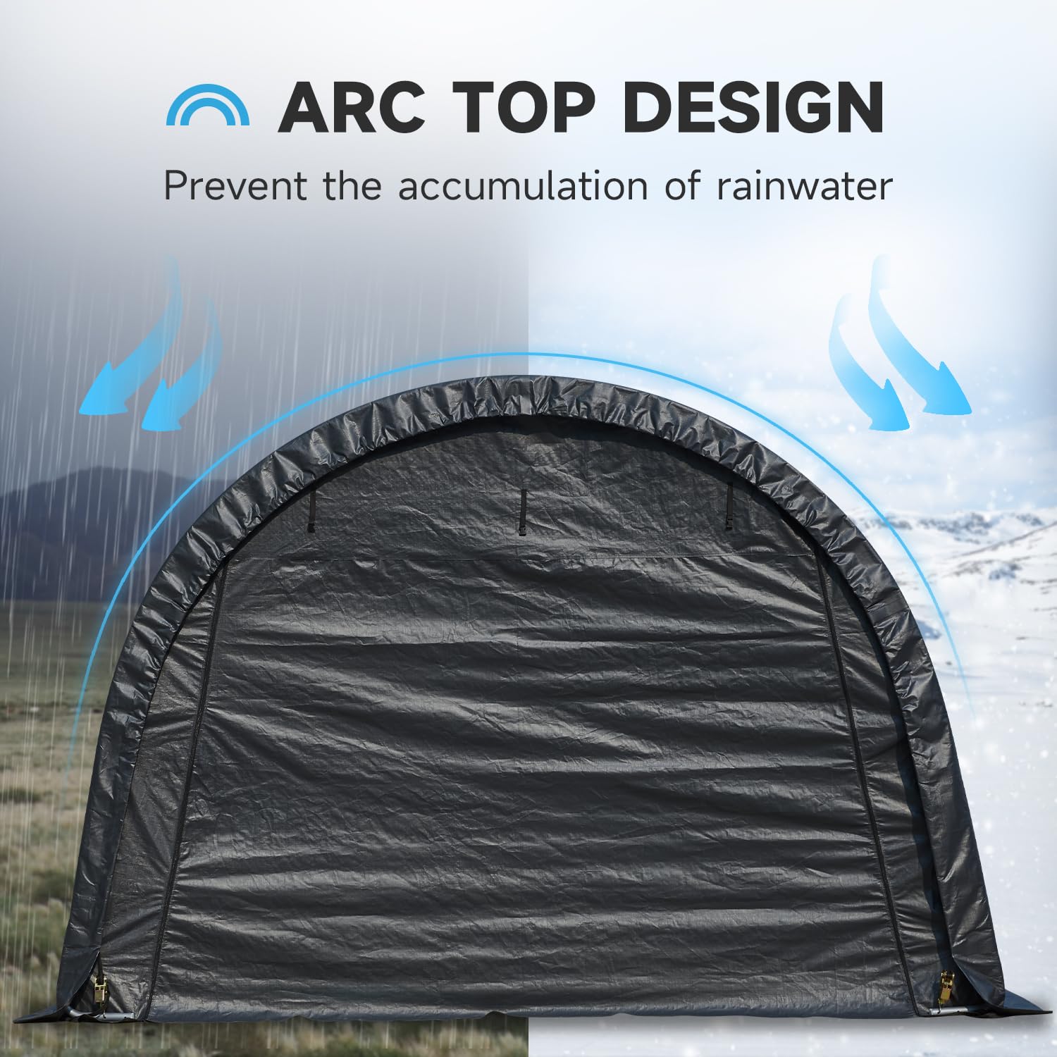 HOMREST 12 x 24 FT Heavy Duty Carport, Portable Garage with All-Steel Metal Frame and Round Style Roof, Anti-Snow Car Canopy Outdoor Storage Shelter for Car, Truck, Boat