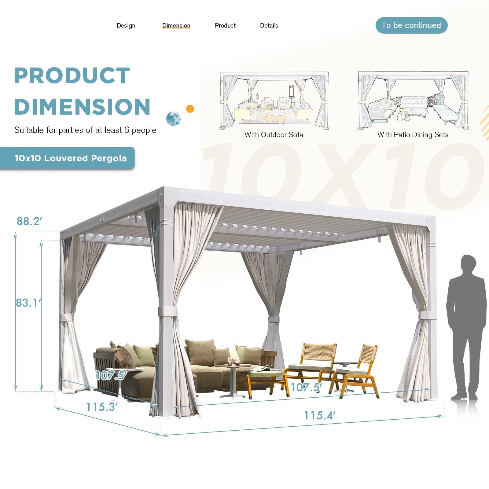 HOMREST Louvered Pergola 10x10 Outdoor Hard Top Pergola with Aluminum Frame, White