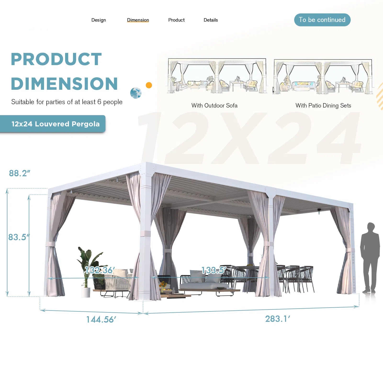HOMREST Louvered Pergola 12x24 Outdoor Hard Top Pergola with Aluminum Frame and Adjustable Metal Rainproof Roof for Garden & Patio, Curtains and Netting Included, White