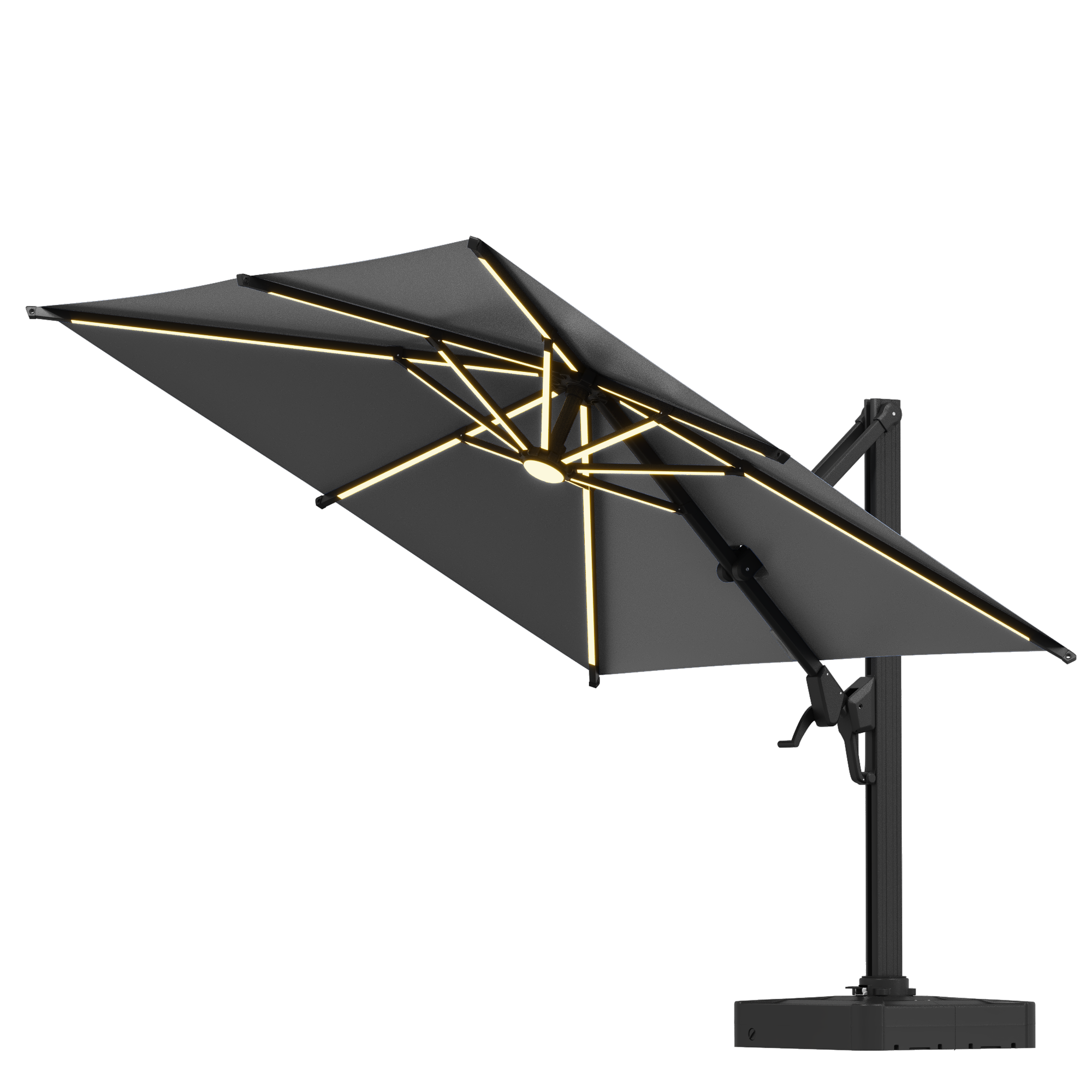 HOMREST 10 X 10 Outdoor Weather-resistant Umbrella with LED Lighting(Base Excluded) - Gray