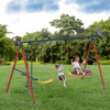Homrest 5 in 1 Lifetime Swing Set for Backyard, Heavy Duty Kids Playground with Saucer Swing, Belt Swing, Seesaw, Basketball Hoop &  Rope Swing, Outdoor Playset Holds Up to 440 lbs