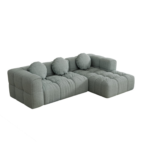 HOMREST Fully compressed modular 103" L-shaped combination living room sofa set, Blue Gray(Right side recliner)