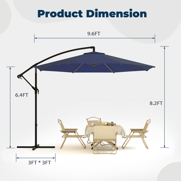 Homrest 10ft Offset Patio Umbrella - Outdoor Hanging Umbrella with Easy Tilt, 99.9% UV Protection, and Sturdy Iron Frame for Garden, Pool, Backyard, Navy