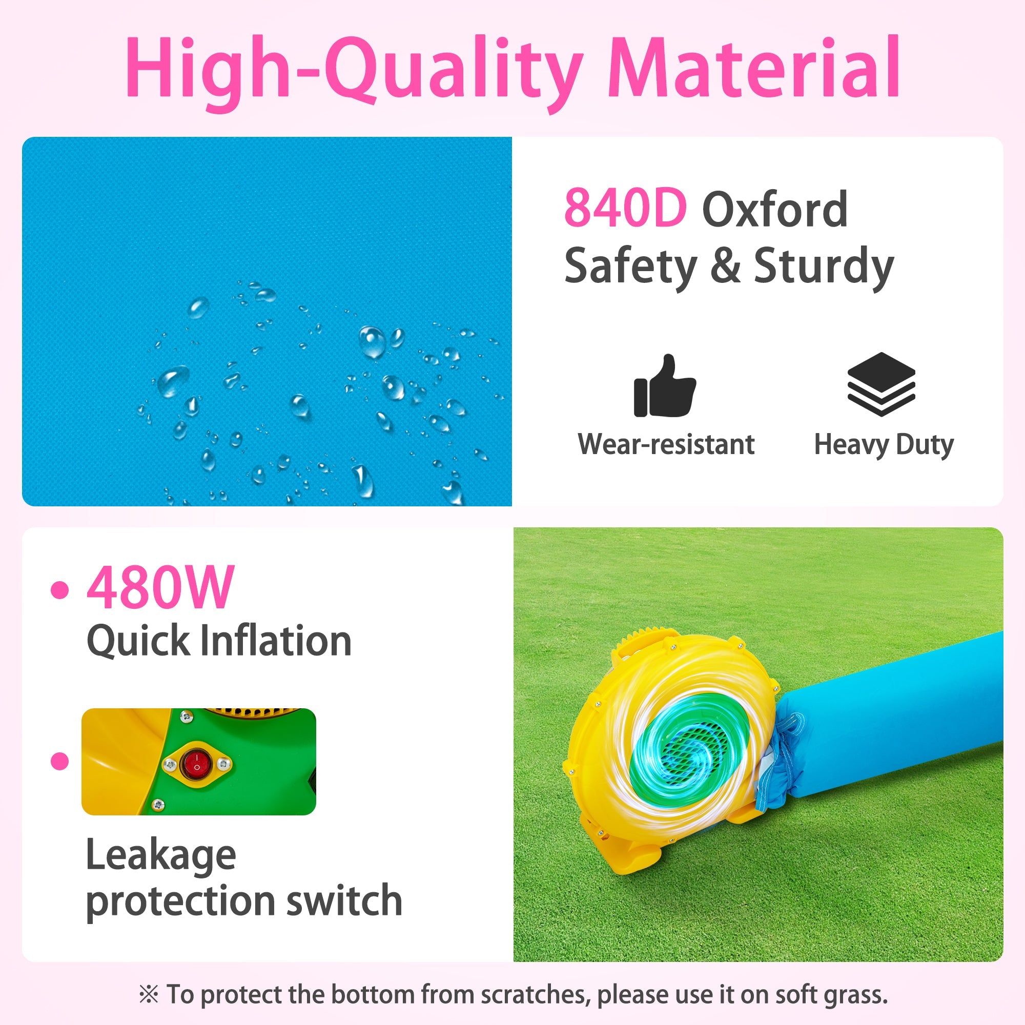 Homrest Inflatable Bounce House, Bounce House with Water Slide for Kids 3-8, Water Slide Bounce House with a Mermaid Shape, Volleyball Match, Trampoline, Water Gun Competition, Storage Bag, 480W Blower for Outdoor Backyard