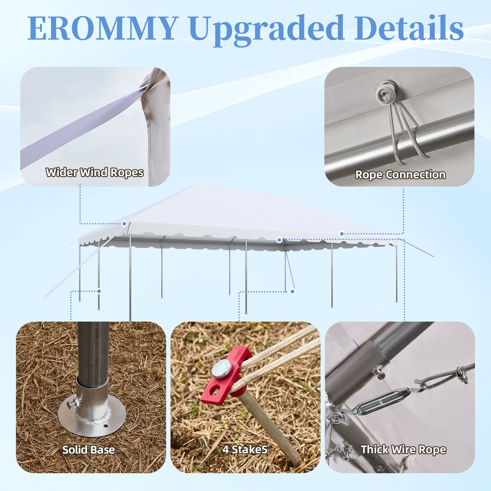 HOMREST 20x30 FT Outdoor Party Tent with expandable sidewall (sold separately), Heavy Duty Weekend Canopy with Carry Bags, 480GSM PVC Large Tent for Commercial Events, Parties, Weddings, White