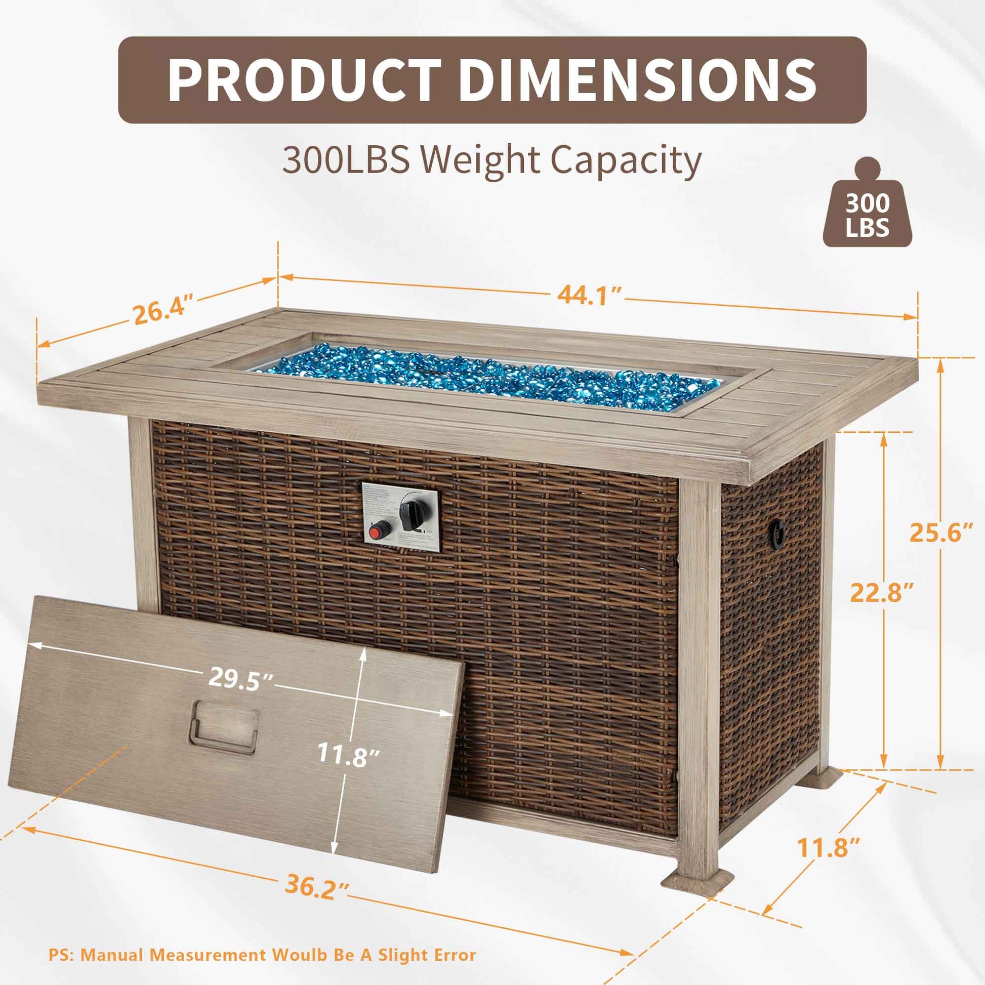 Product dimensions of Homrest fire pit table