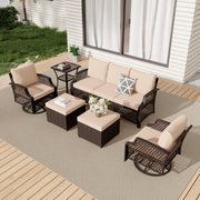 HOMREST 6 Piece Patio Furniture Set, Rattan Outdoor Sectional for Deck Backyard Porch (Khaki)