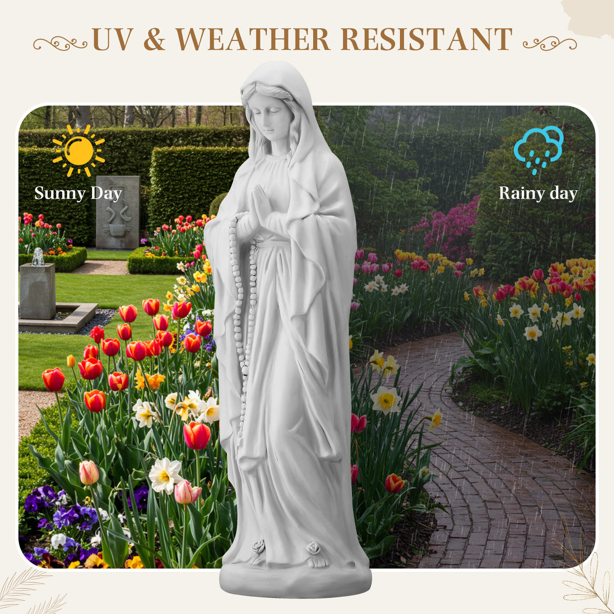 HOMREST 29.9" Virgin Mary Praying Statue Outdoor Garden Decor