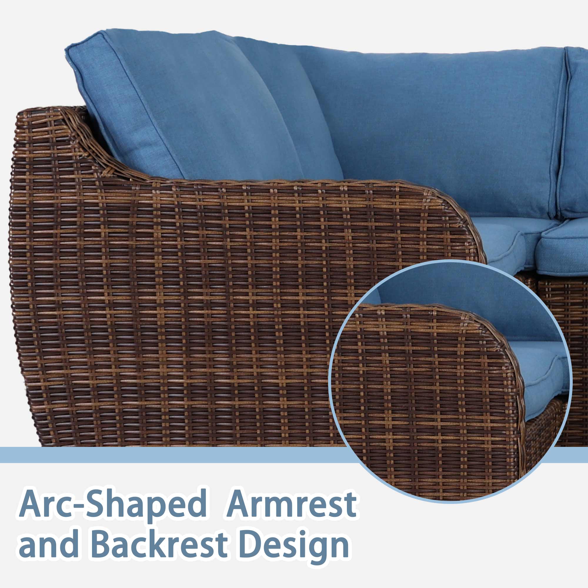 Arc-shaped design armrest and backrest enhanced visual lightness