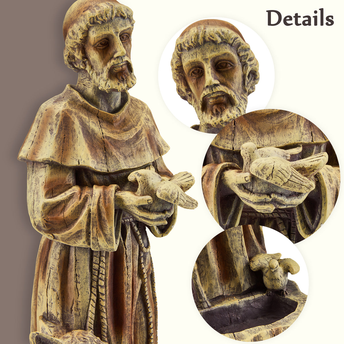 HOMREST St. Francis Religious Garden Decor Statue,nature's Nurturer With Bird Feeder