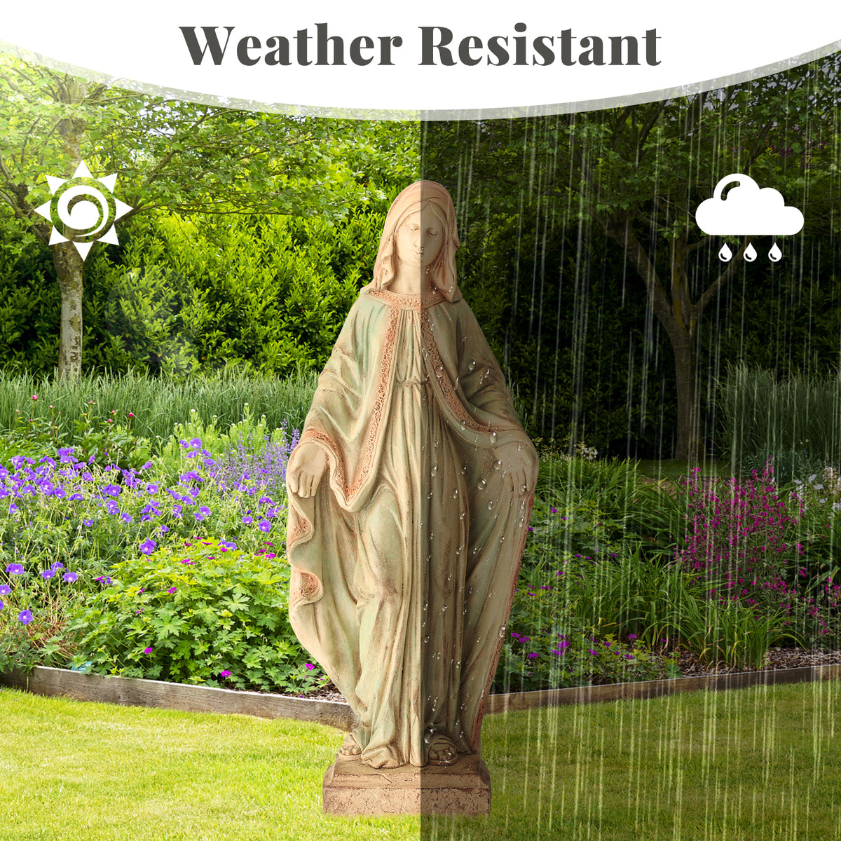 HOMREST Virgin Mary Garden Statue Outdoor 31.5” – Large Praying Holy Madonna Resin Sculpture, Blessed Mother of God Catholic Saint Yard & Lawn Religious Decor