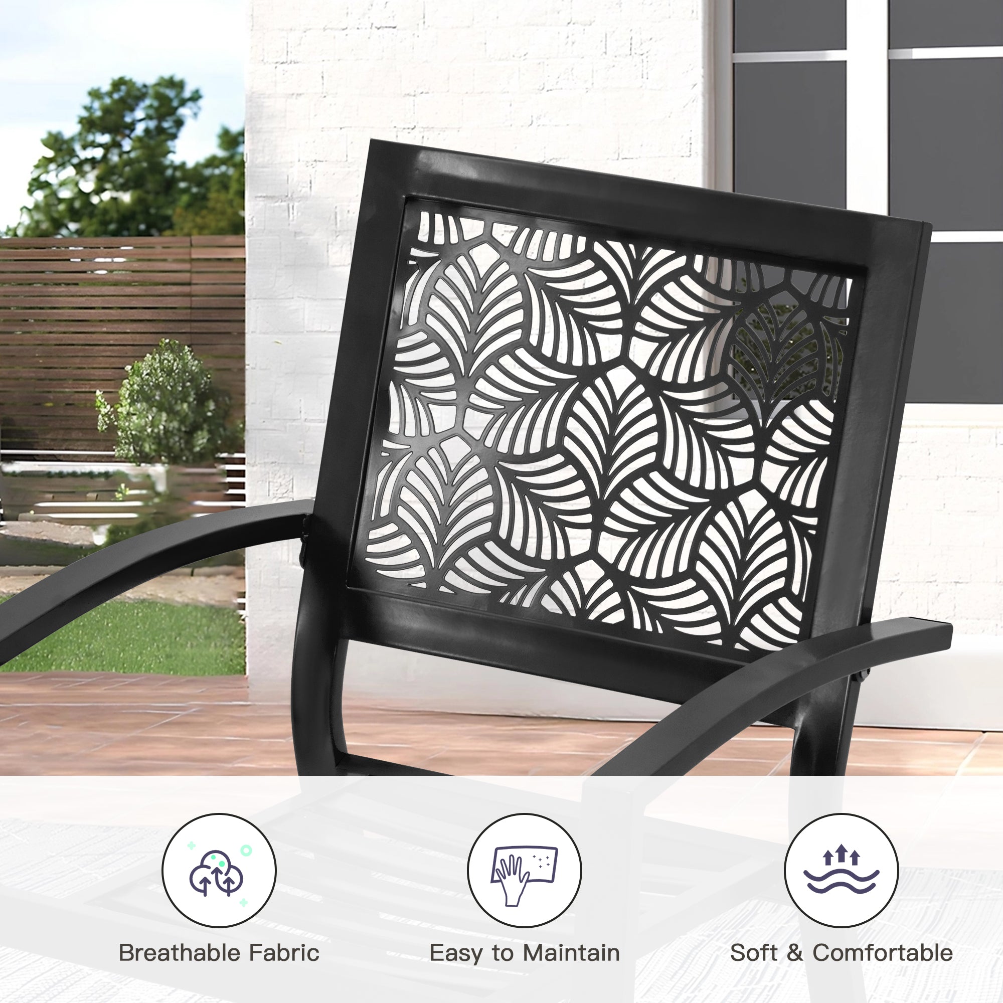 HOMREST 3-Piece Outdoor Bistro Set – Metal Chairs & Table, Black