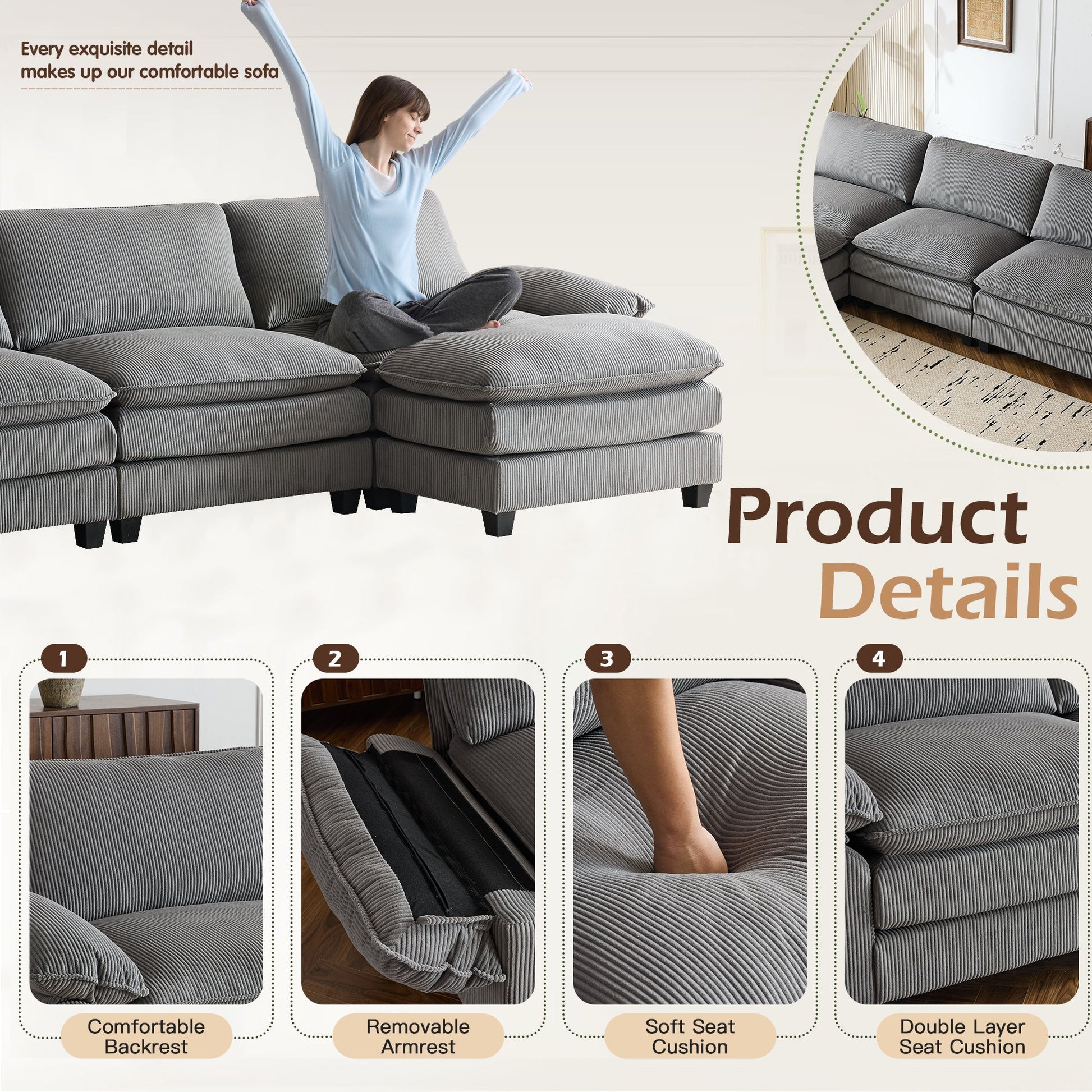grey-sectional-sofa-with-ottoman​