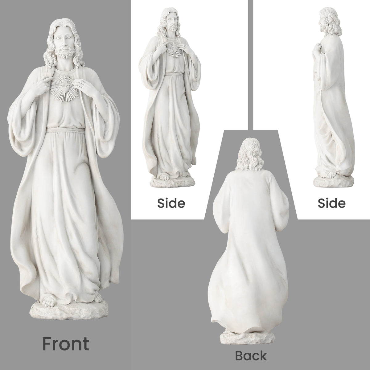 HOMREST 24.8'' Sacred Heart of Jesus Statue Hand-Painted Catholic Jesus Christ Figurine for Garden, Outdoor Yard, Patio, Lawn, Hallway, Religious Gift