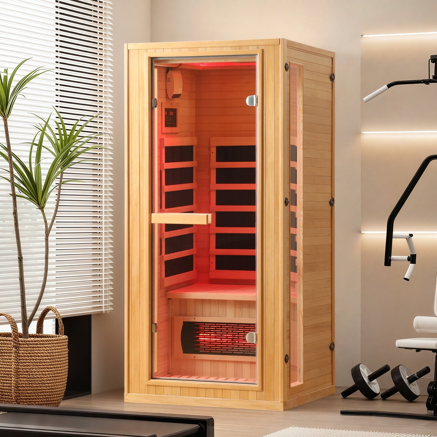 homrest-1-person-full-spectrum-far-infrared-sauna-room-with-red-light-therapy-led-beauty-lamp
