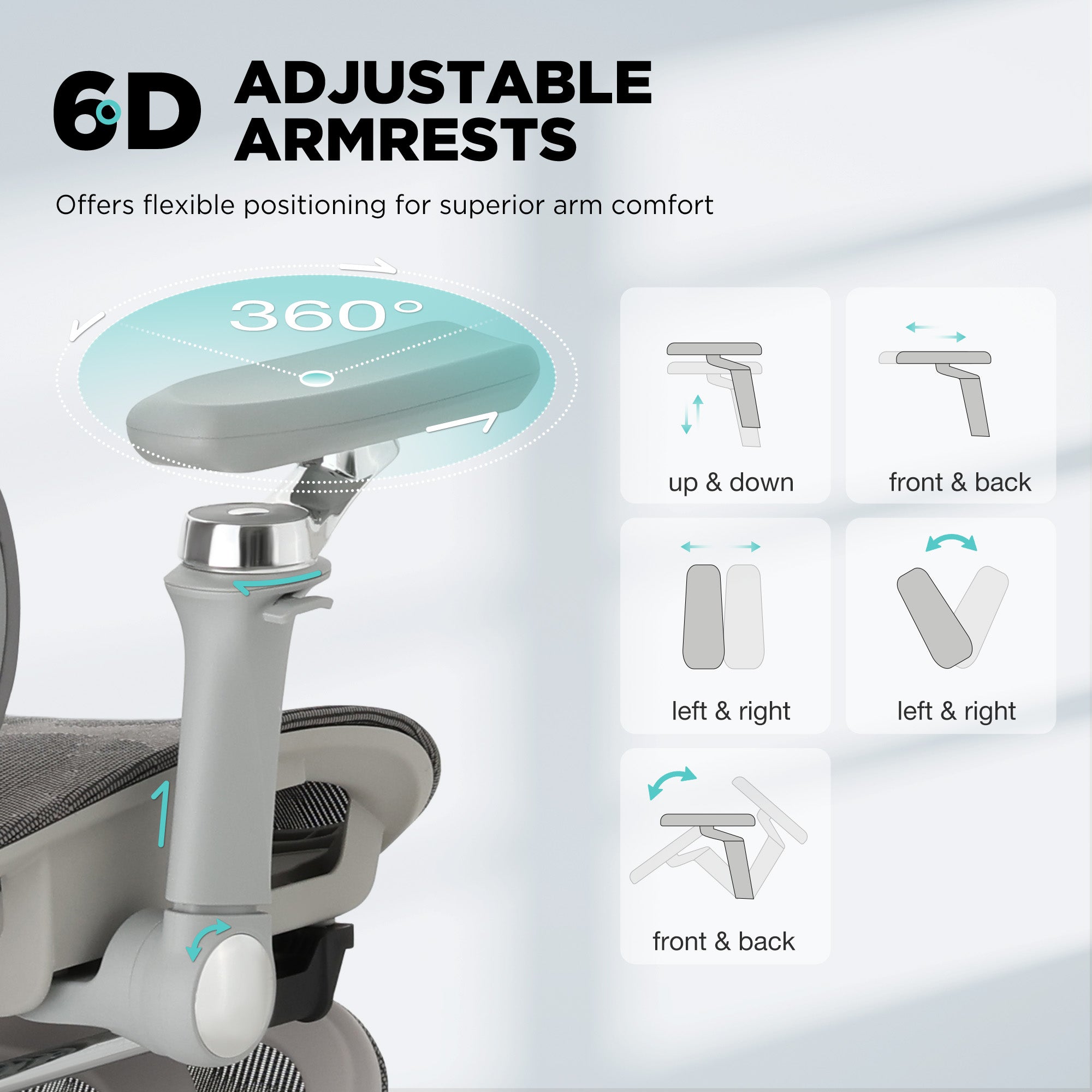 HOMREST Ergonomic Office Chair with 3-Zone Dynamic Lumbar Support, Big and Tall Mesh Office Chair with Footrest, Adjustable Seat Depth,4D Headrest,6D Armrests, Swivel Executive Chair for Home Office, Grey