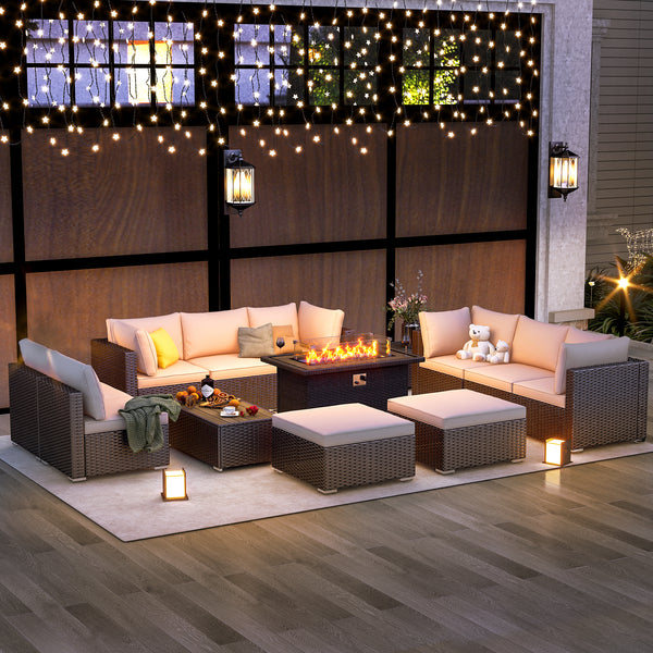 Homrest outdoor furniture set with coffee table and fire pit table