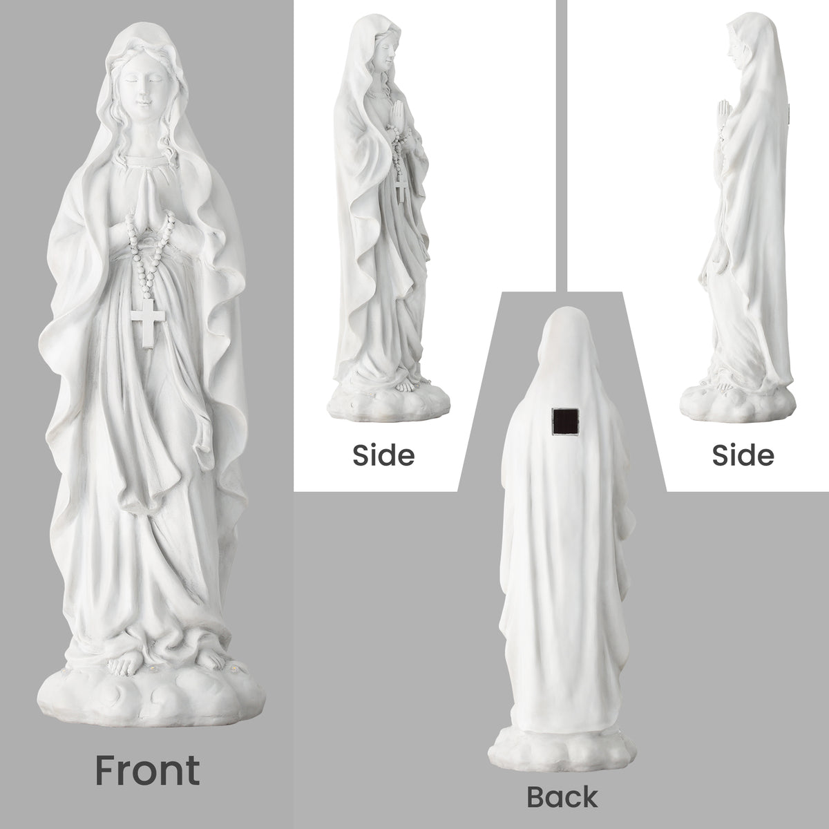 HOMREST 30.7 Inch Virgin Mary Praying Statue Outdoor Garden Religious Sculpture Magnesium Oxide Mary Statue for Yard Patio Lawn Home Entryway Hallway Decor (White)