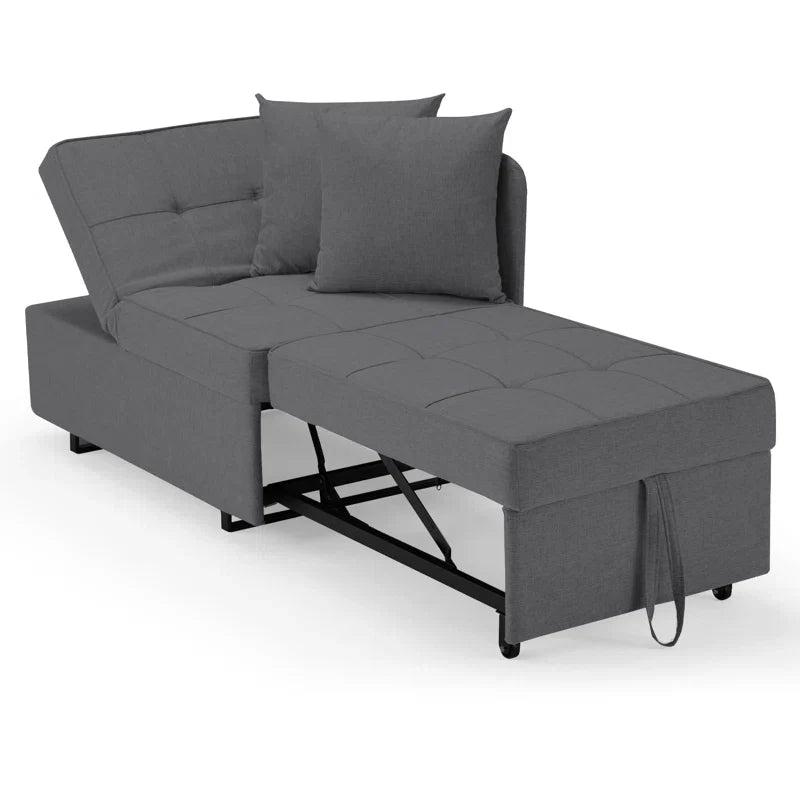 HOMREST 3 IN 1 Futon Sofa Bed Convertible Recliner Lounge for Living Room with Reclining Backrest, Linen, Dark Gray