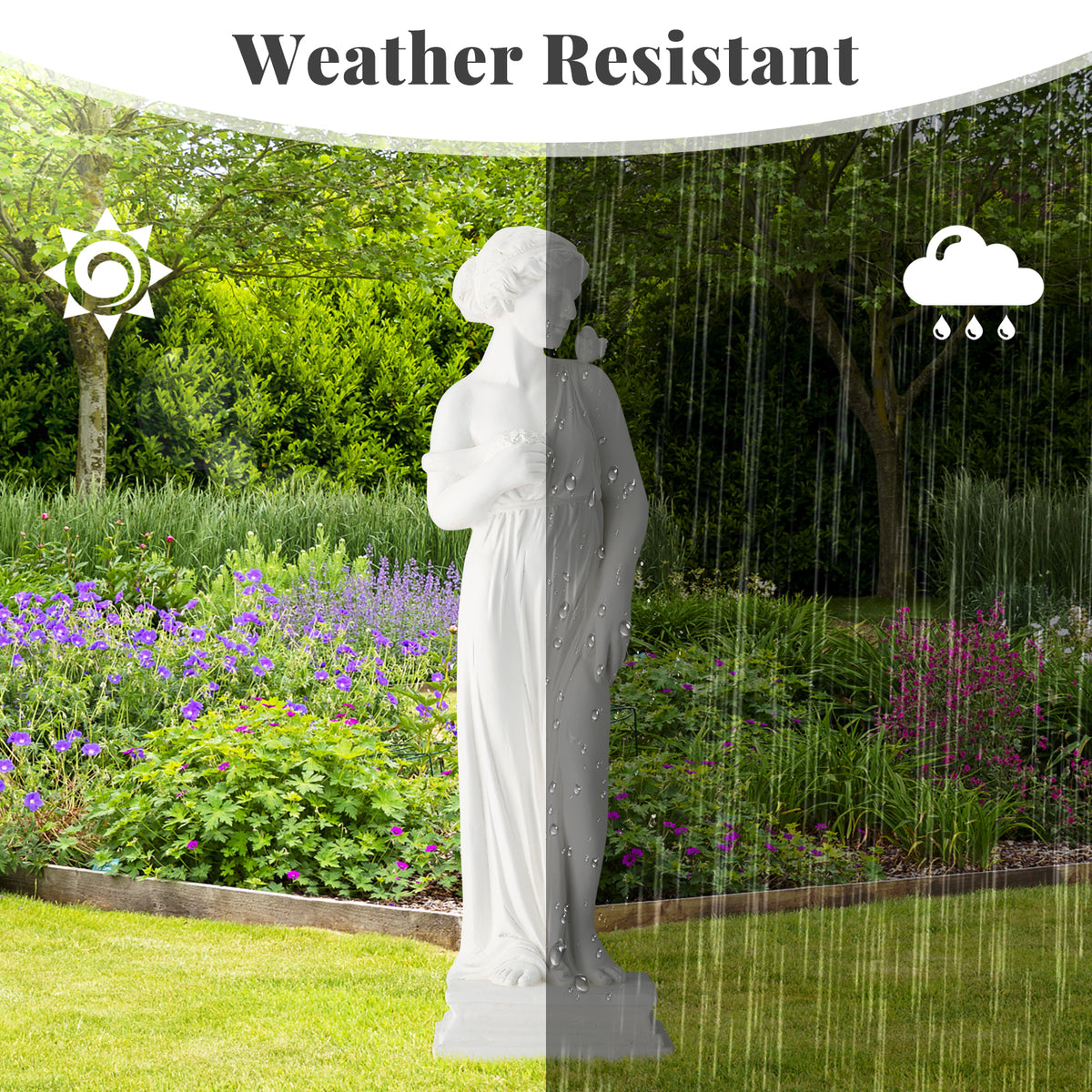 HOMREST Outdoor Garden Statue, 31.5-Inch Greek Nymph Sculpture in Roman Style, Elegant Goddess Figurine for Patio, Yard, Lawn & Porch Decor, Resin, Ivory