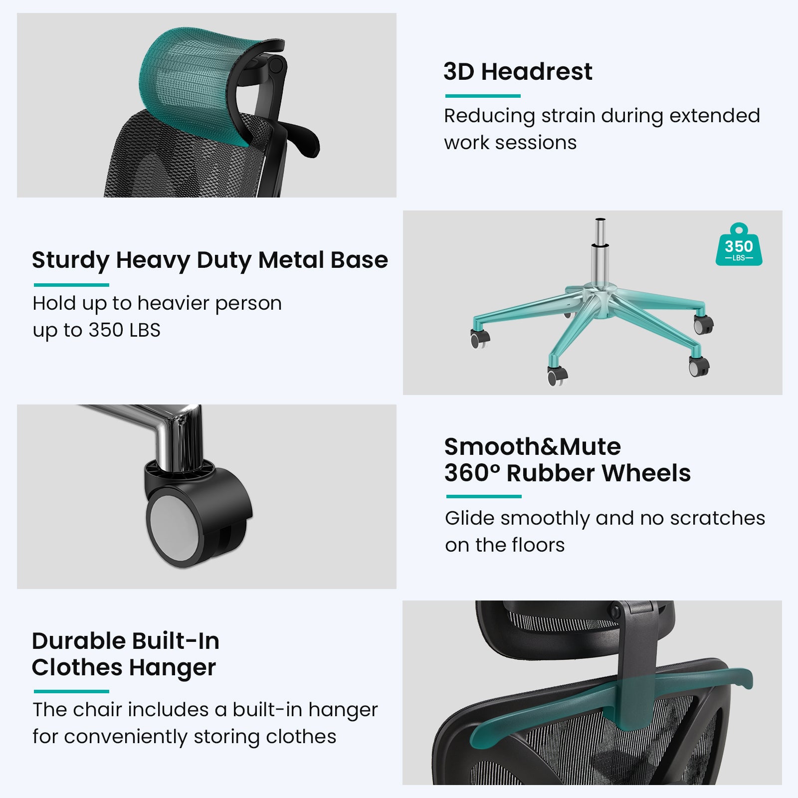 HOMREST Ergonomic Office Chair with 3D Adjustable Headrest & 4D Arms - Gaming Chair, Black