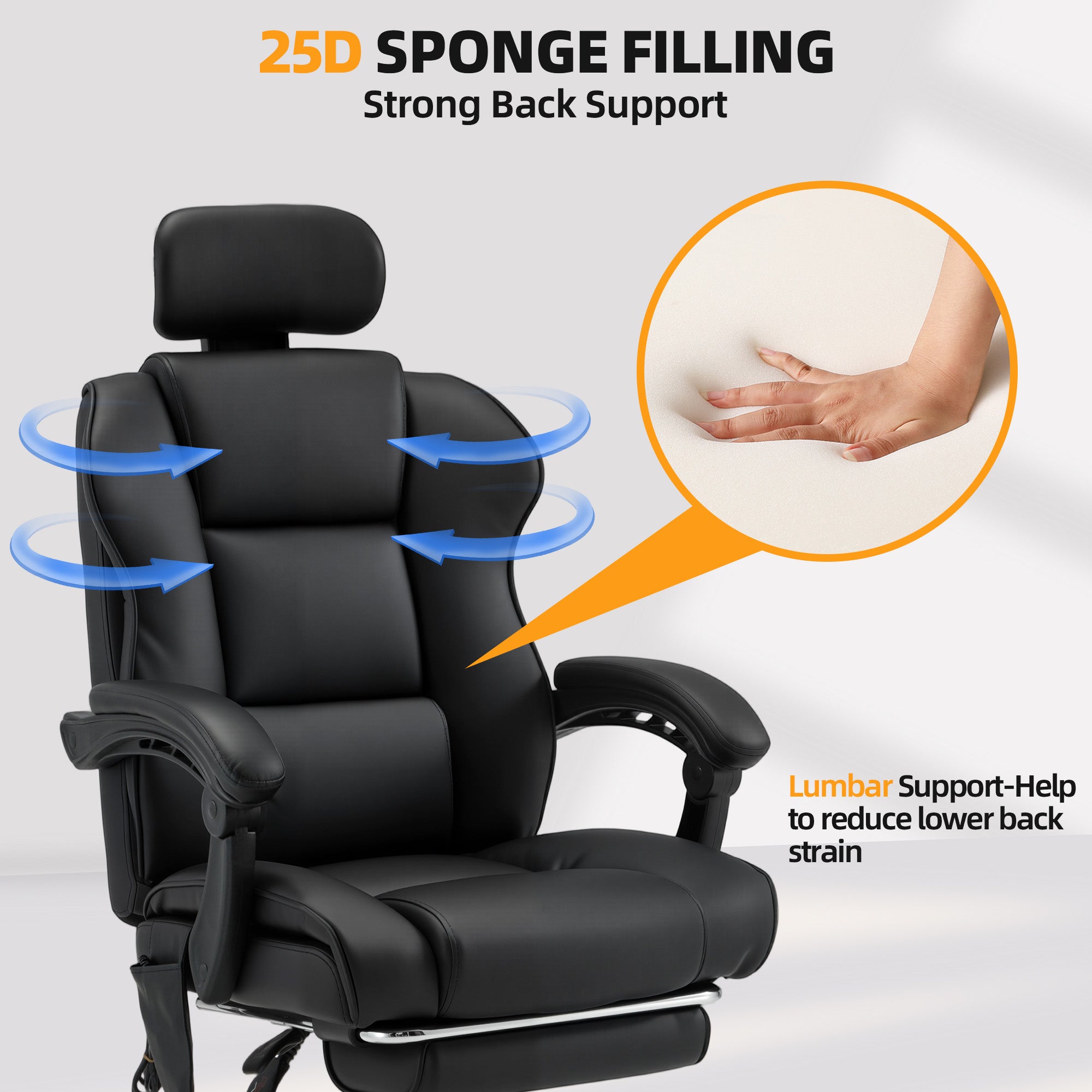 Homrest Office Chair for 400 lb Person, Big and Tall  Office Chair with Lumbar Support - Black
