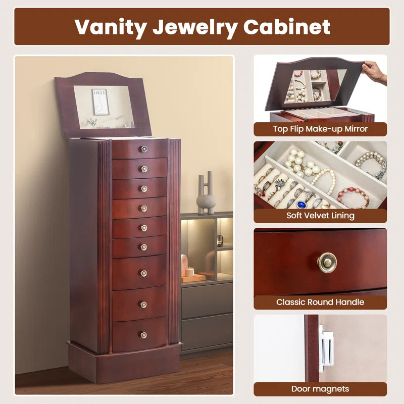 HOMREST 17'' Wide Freestanding Jewelry Armoire