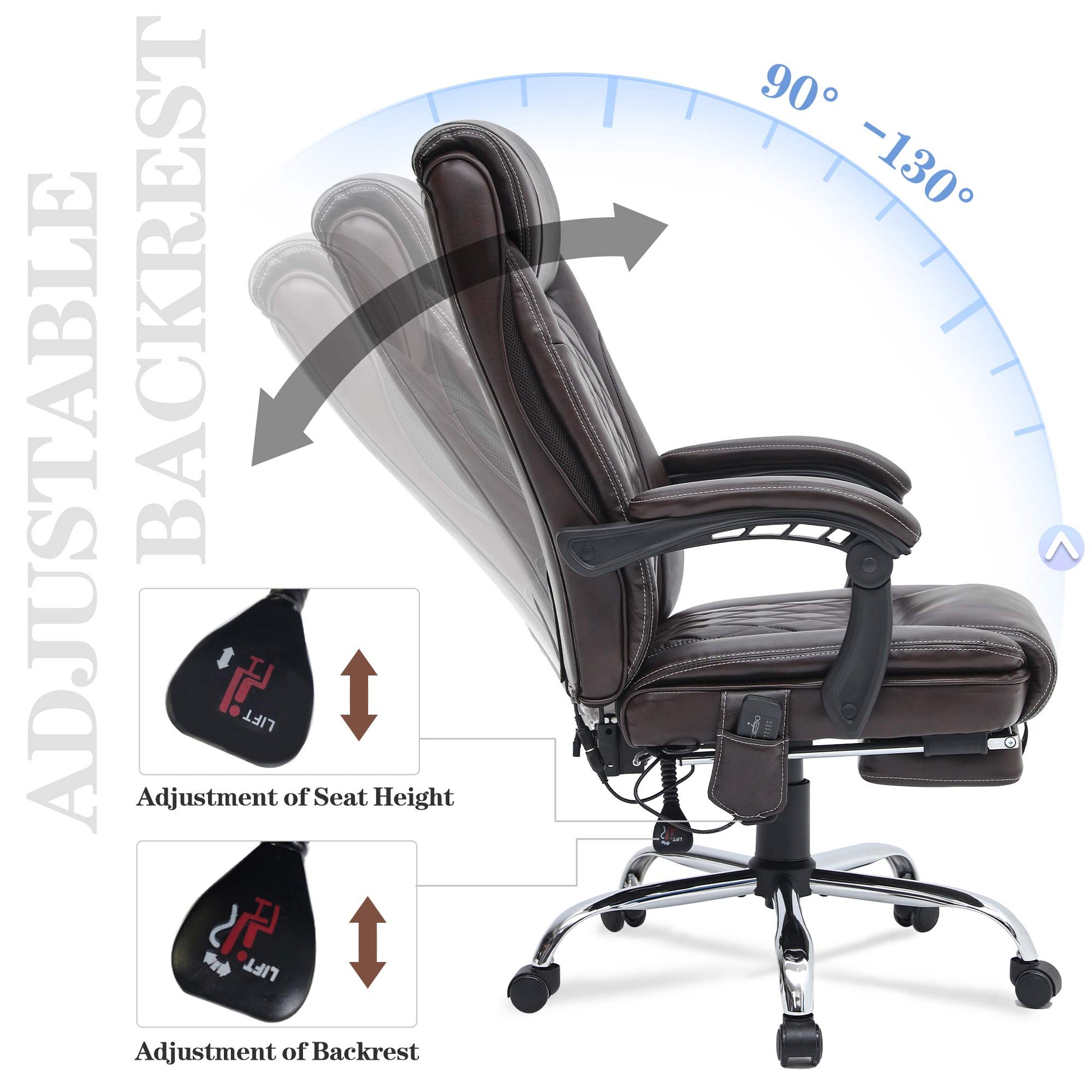 Ergonomic PU leather office chairs with adjustable massage. | Homrest furniture
