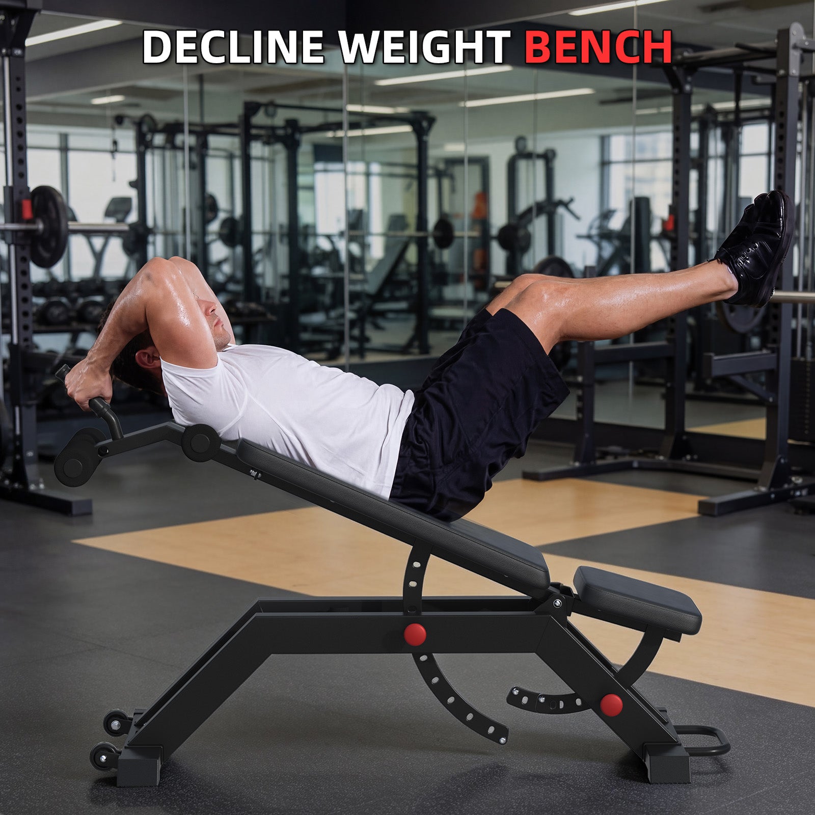 HOMREST Adjustable Incline Decline Weight Bench for Home Gym, 1000LBS FID Ab Workout Bench with Leg Roller Attachment and Handle
