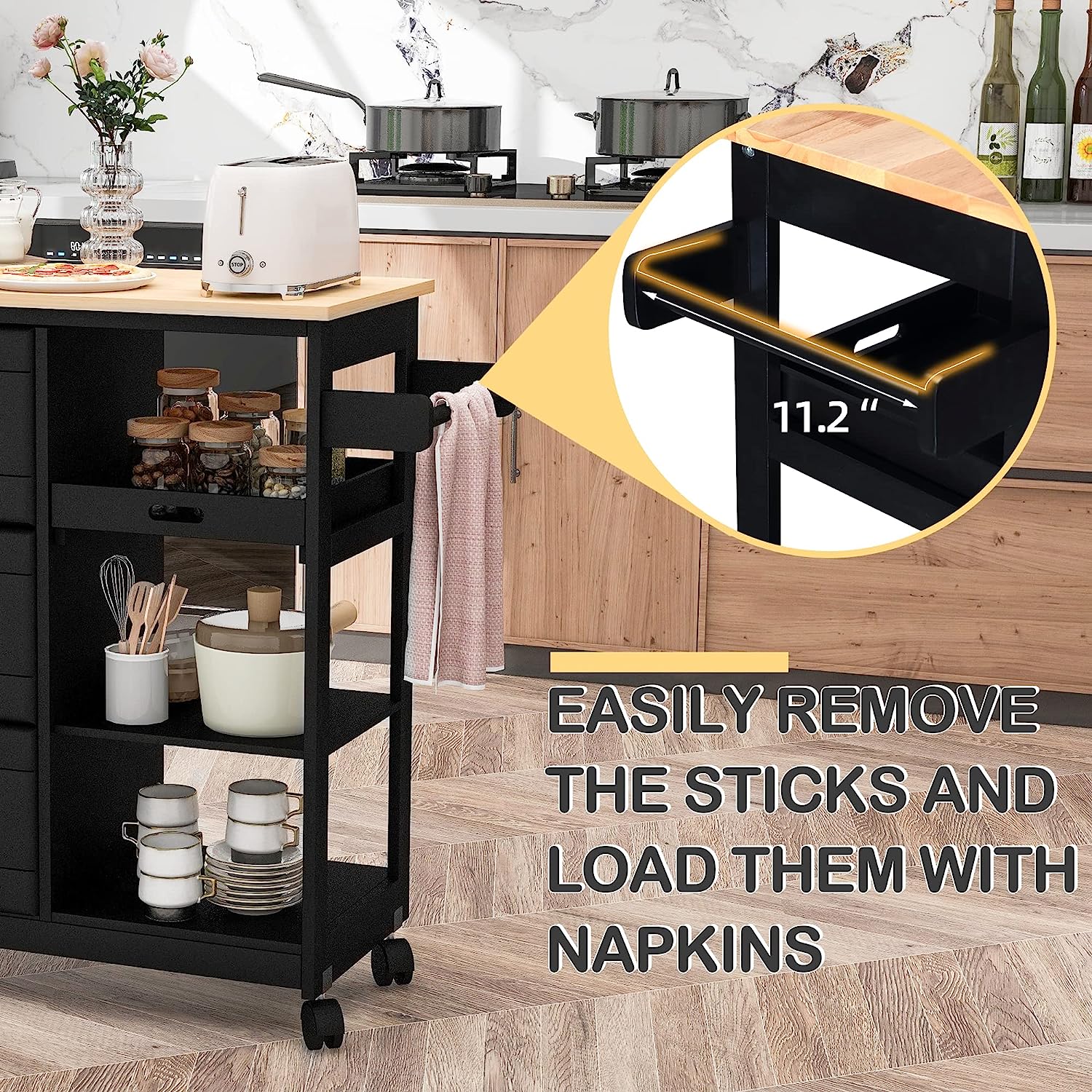 Easily remove the sticks and load them with napkins