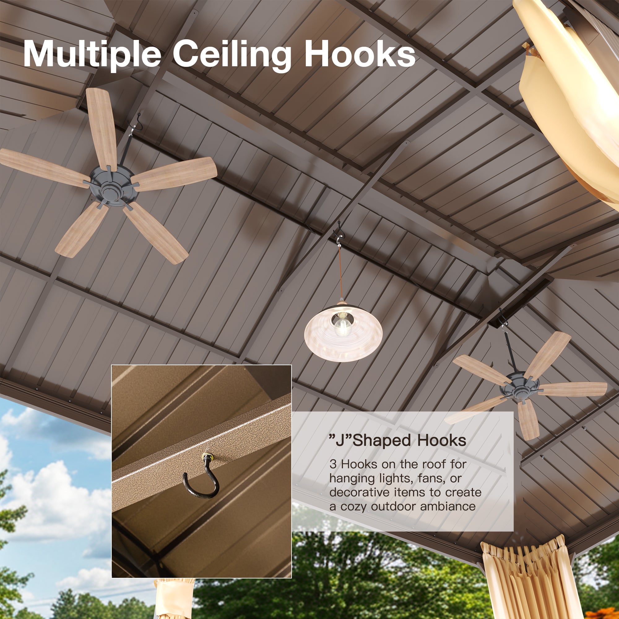 Homrest 12' x 20' Hardtop Gazebo, Aluminum Frame Gazebos with Galvanized Steel Double Roof