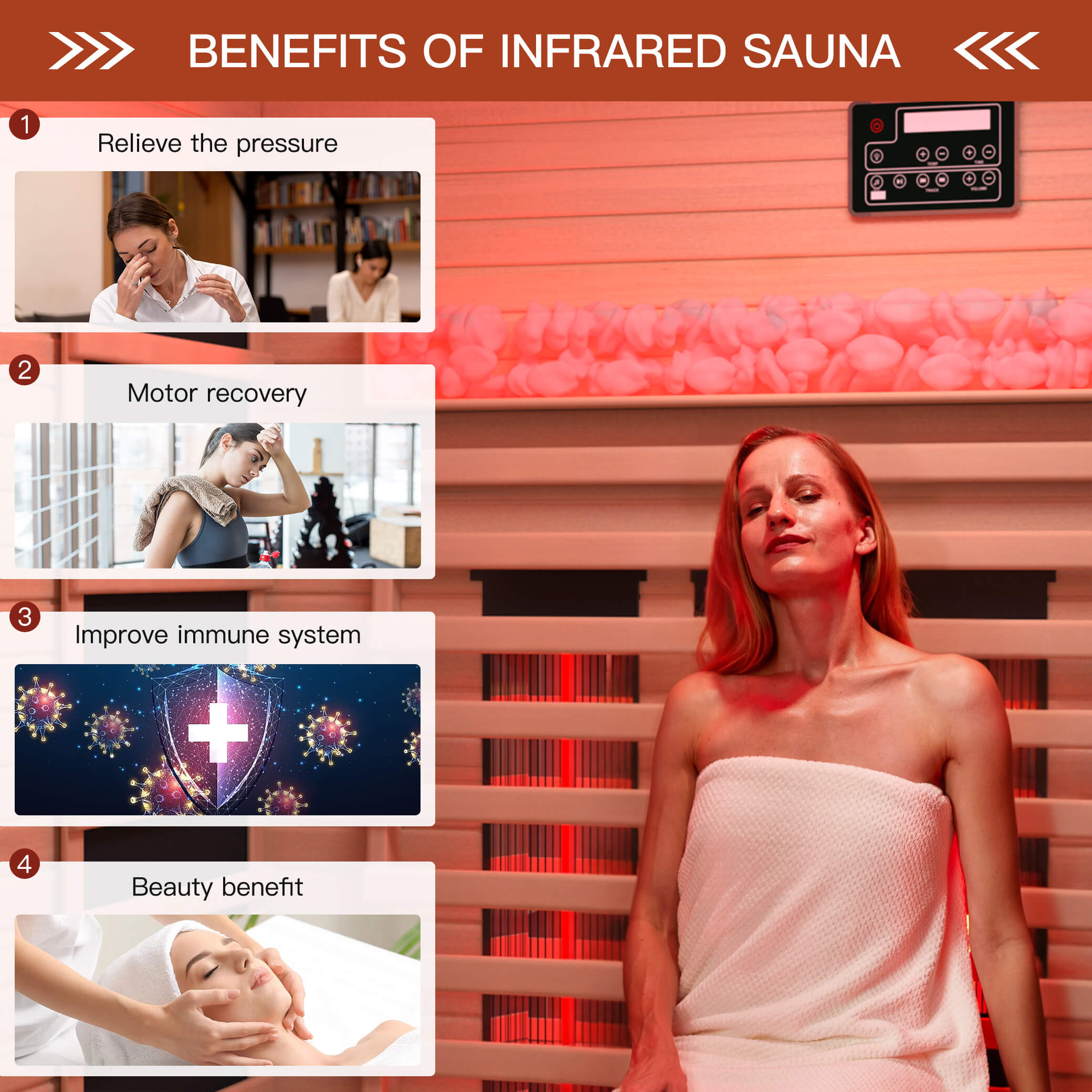 HOMREST Infrared Sauna 3 Person with Full Spectrum Heaters for Home or Gym
