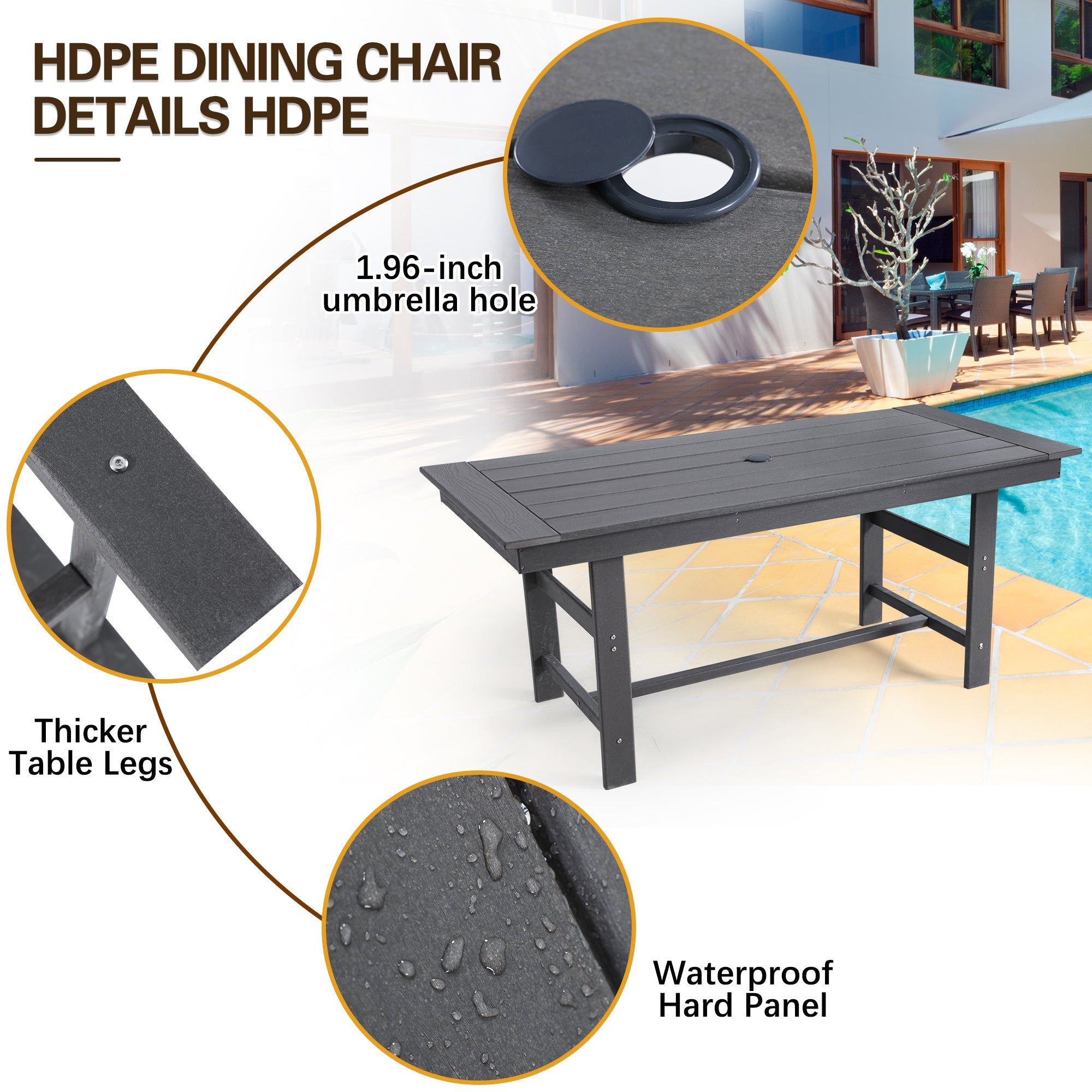 HOMREST 2-Piece HDPE Outdoor Patio Dining Chairs Set, Gray