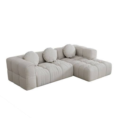 HOMREST Fully compressed modular 103" L-shaped combination living room sofa set, Off White(Right side recliner)