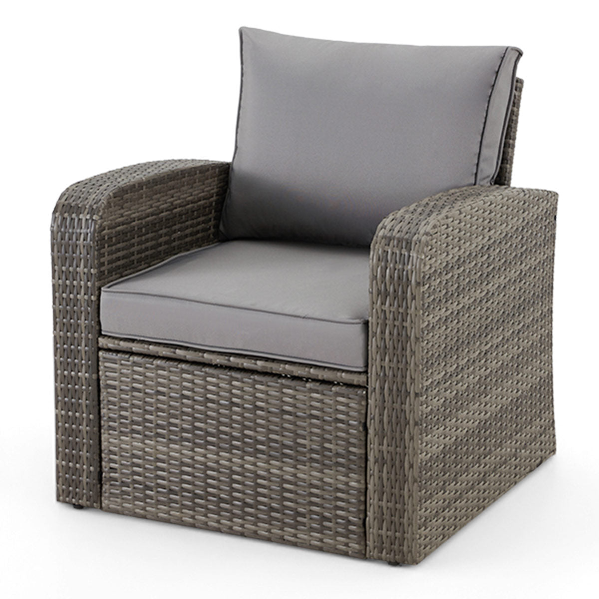 Homrest outdoor armchair with arc-shaped ergonomic armrest.