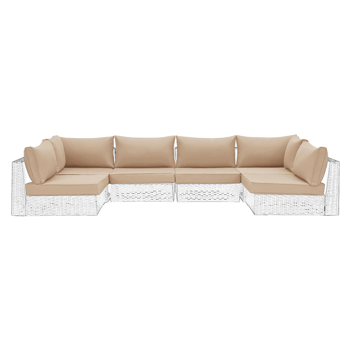 Homrest Outdoor Replacement Cushions for  6-Seat Patio Conversation Sets, Khaki