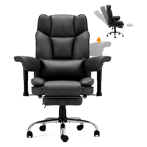 Homrest Executive Office Chair with Adjustable Reclining and Retractable Footrest, Black