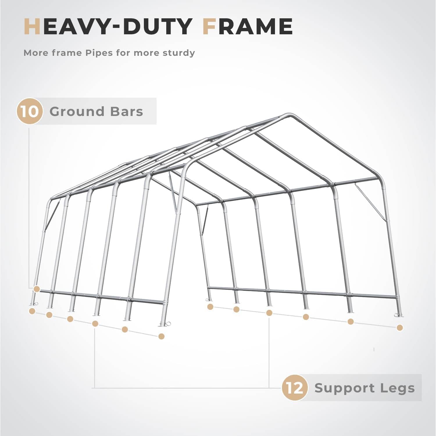 HOMREST 13 x 20 FT Heavy Duty Carport, Portable Garage with All-Steel Metal Frame & Vents, Anti-Snow Car Canopy Outdoor Storage Shelter shed for Car, Truck, Boat
