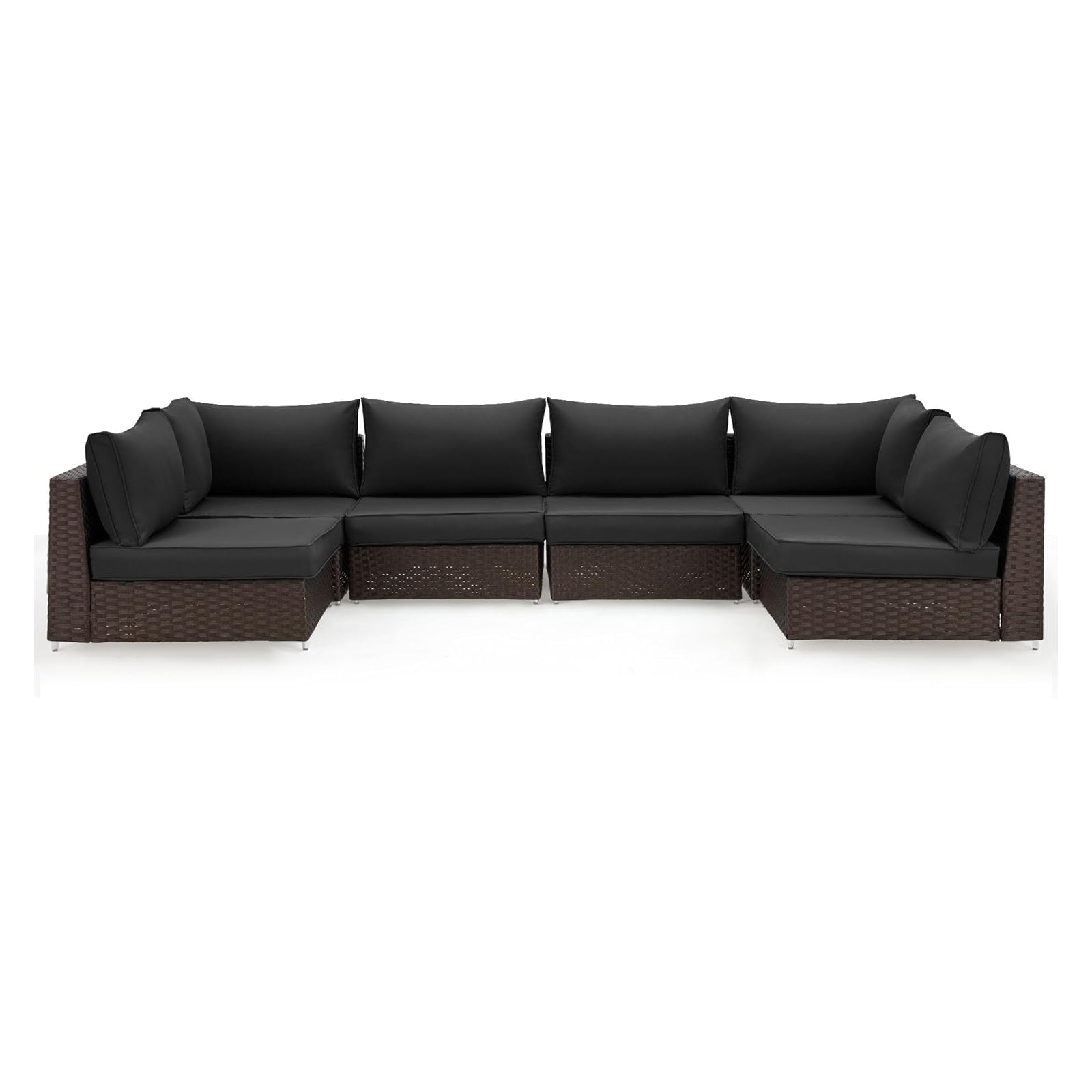 Outdoor Replacement Cushions for 6-Seat Patio Conversation Sets, Black | Homrest