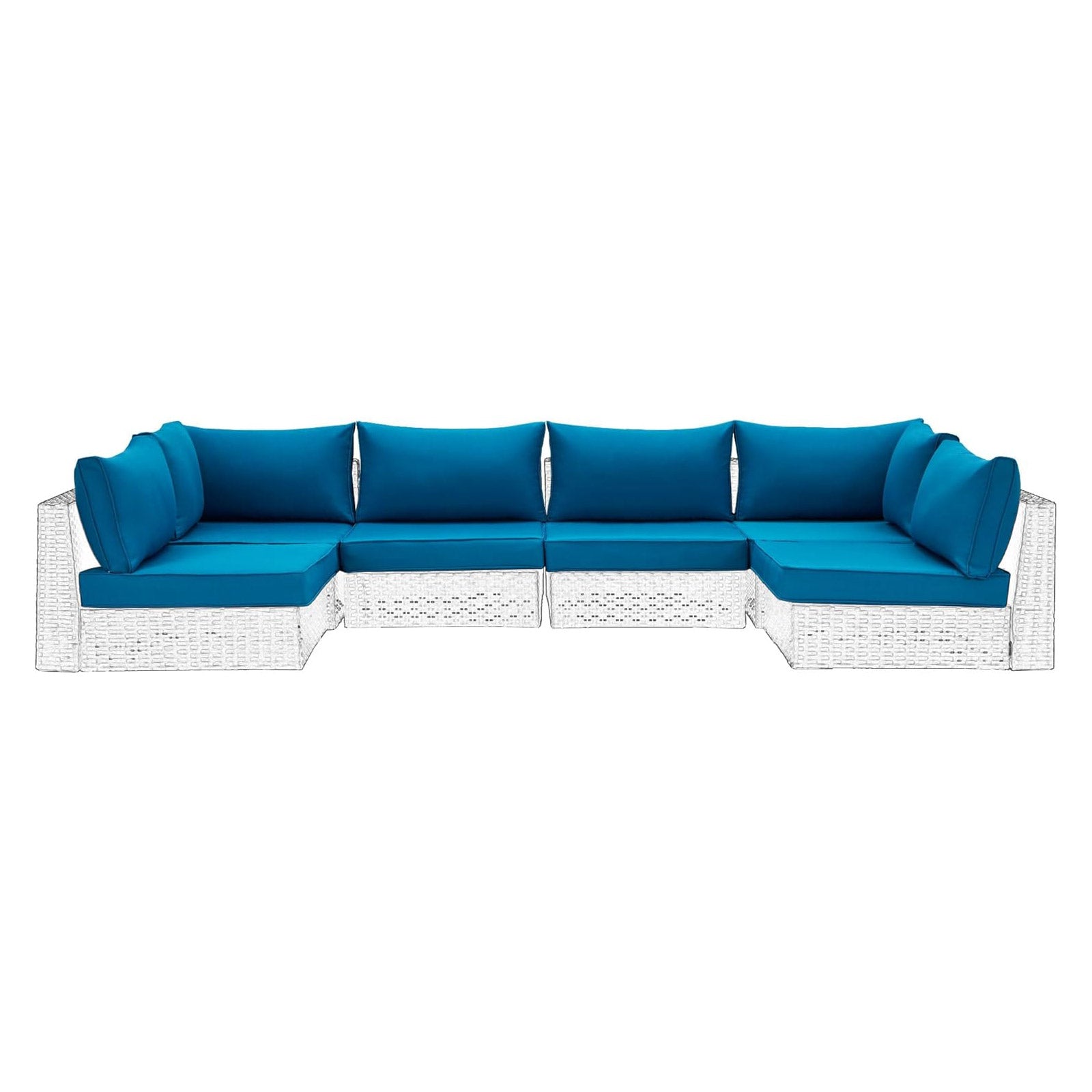 Homrest Outdoor Replacement Cushions for  6-Seat Patio Conversation Sets, Peacock Blue