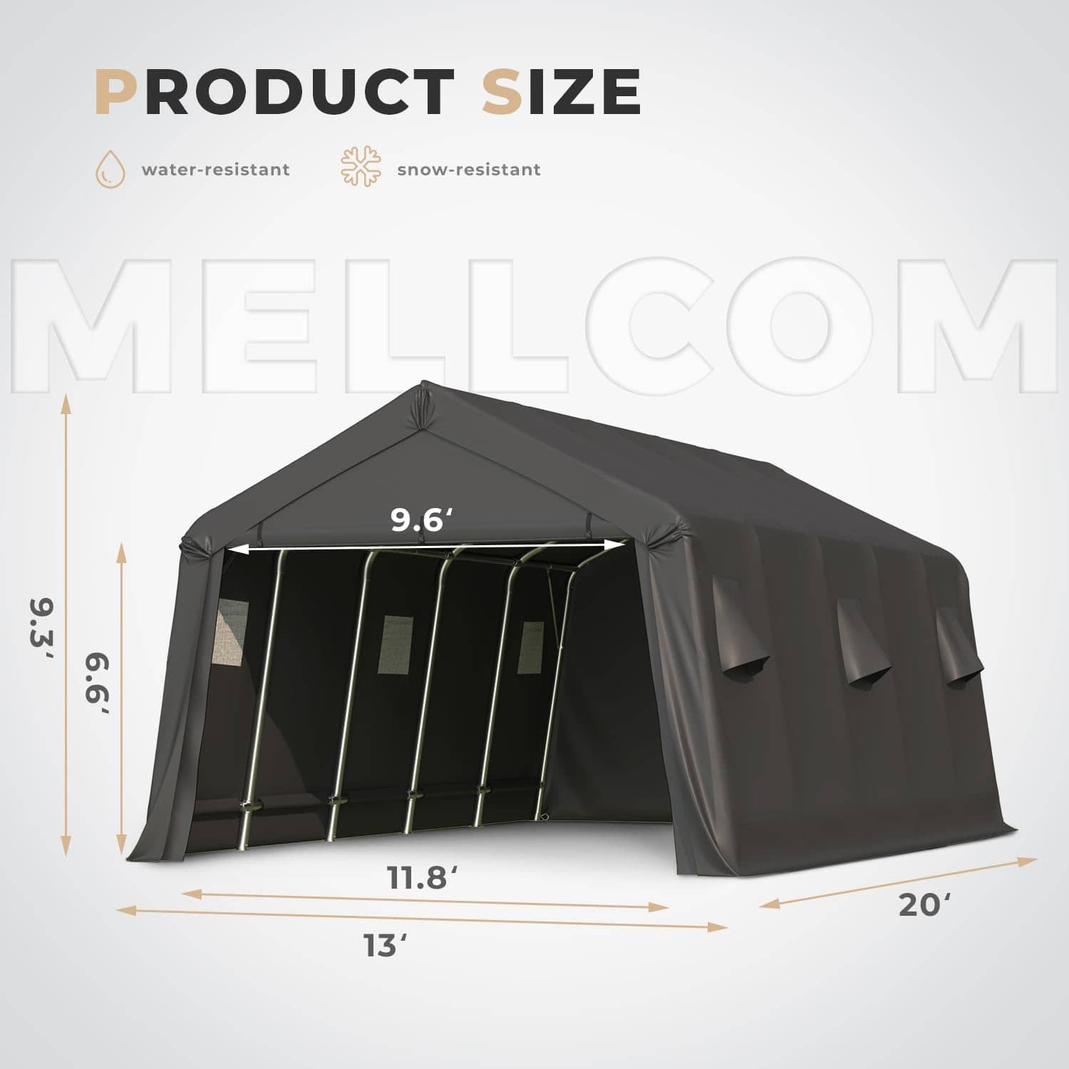 HOMREST 13 x 20 FT Heavy Duty Carport, Portable Garage with All-Steel Metal Frame & Vents, Anti-Snow Car Canopy Outdoor Storage Shelter shed for Car, Truck, Boat
